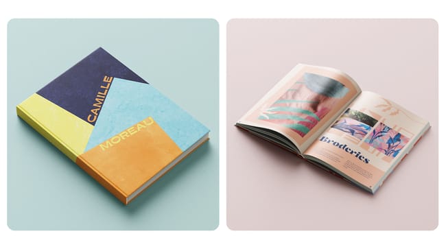 Première de couverture sur l'œuvre de Camille Moreau (1) et double page intérieure sur l'œuvre