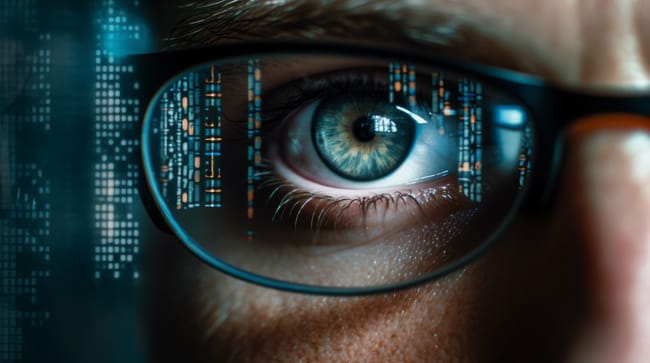 Oeil d'homme avec reflets ia